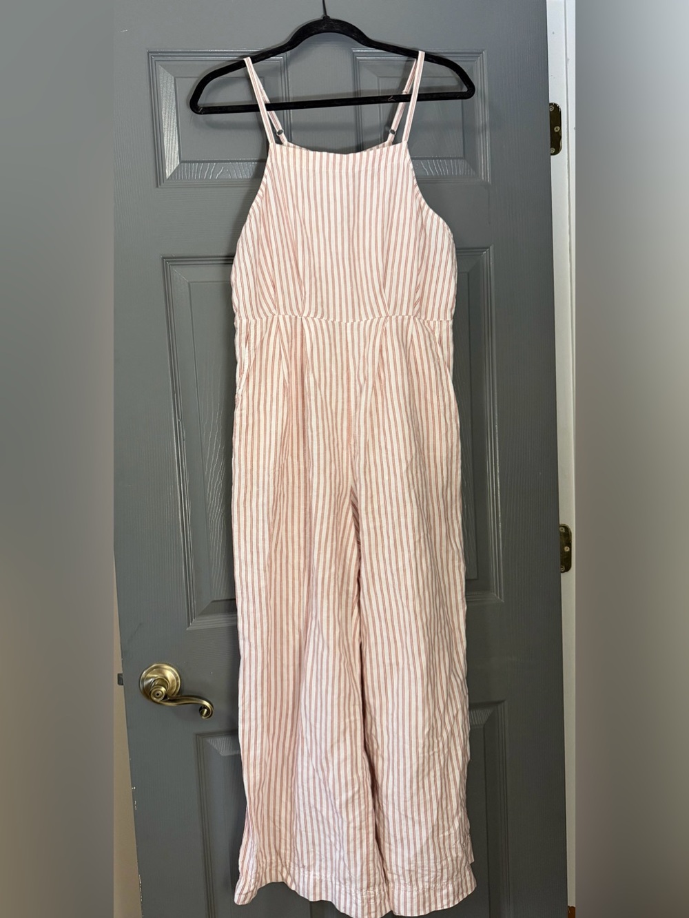 Madewell Linen-blend Wide Leg Tie Back Jumpsuit size 4